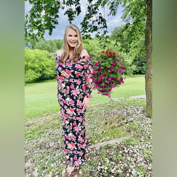NWT! Anthropologie AFRM Long-Sleeve Off-The-Shoulder Mesh Maxi Dress - Small 🐬 - Picture 6 of 8